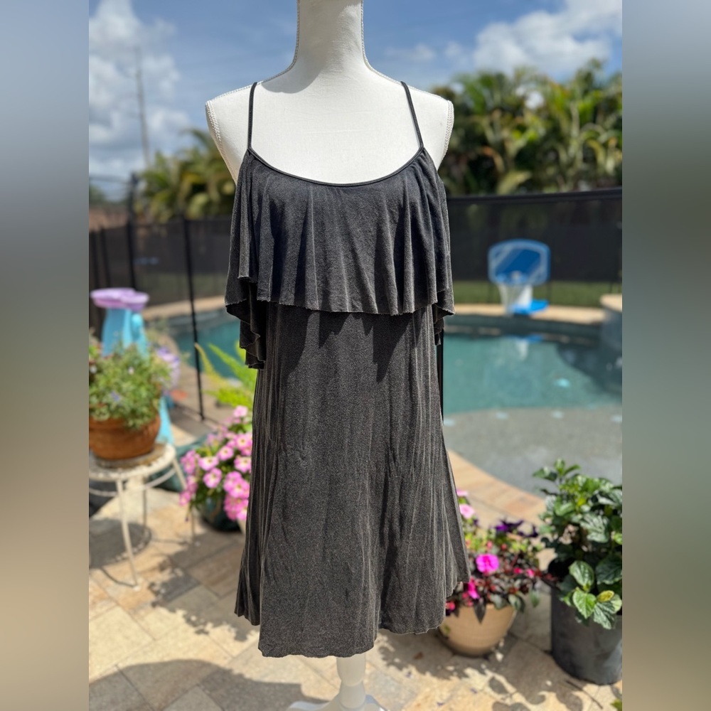Black Ruffle Spaghetti Strap Dress with multiway straps